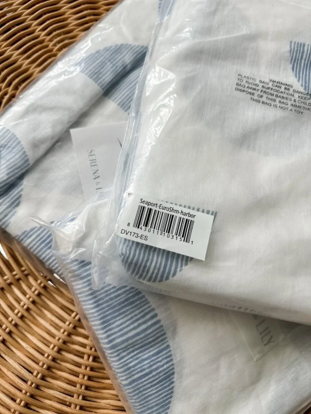 NEW Serena & Lily Seaport Euro Pillow Sham-Harbor Blue/White